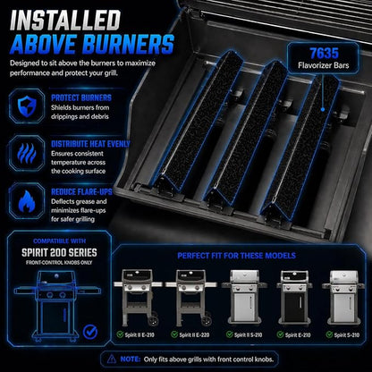 Flavorizer Bars Grill Parts for Weber Spirit E-210, Spirit 200, Spirit II E210, GS4 Spirit II E-210 Series Gas Grills with Front-Mounted Control,Porcelain Enameled Spirit 210 Replacement Parts, 7635