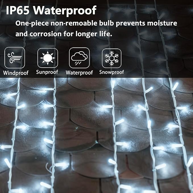 50 Counts Cool White LED Christmas Lights, 25ft Commercial Grade Outdoor String Lights - Waterproof UL Certified White Wire with 5mm Wide Angle Bulbs for Christmas Tree, Indoor & Outdoor Decor