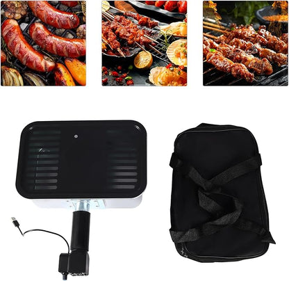 Portable Charcoal Grill, Outdoor BBQ Grill Mini Camping Stoves with Carrying Bag, USB Power Supply Barbecue Grill Small Charcoal Grill for Camping Backyard Cooking, 12.9 * 8.3 * 4.7In 烧烤炉 烧烤架