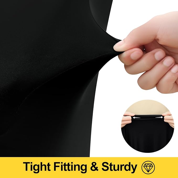 Smiry Spandex Elastic Fitted Table Cloth Skirt for 8FT Rectangle Table | Stretch Washable Table Cloth, Banquet Table Cover for Wedding, Party, Indoor & Trade Shows, (Black, 96Lx30Wx30H)