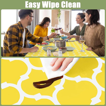 Smiry Picnic Fitted Table Cover, 5 Foot Flannel Backed Vinyl Tablecloth | Waterproof Elastic Stretch Table Cloth, Wipeable Plastic Tablecloth for Camping, Indoor & Outdoor (Yellow, 36" x 60")