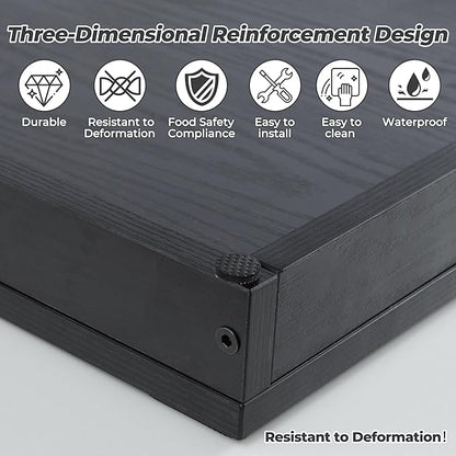 WOLKI Noodle Board Stove Covers for Gas Burners, 30"L x 22"W x 2.4"Th Heavyweight Stove Top Covers for Electric Stove, Buil-in Handles, RV Stove Cover, Wooden Serving Tray, Black