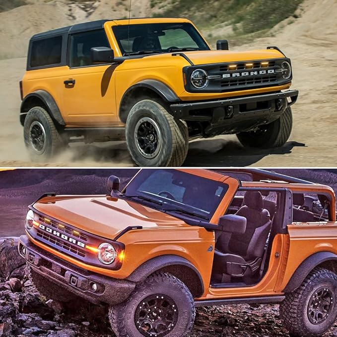 for 2021 2022 2023 Bronco Accessories Front LED Grill Light 2/4-Door Amber OEM Smoked Grille Lights