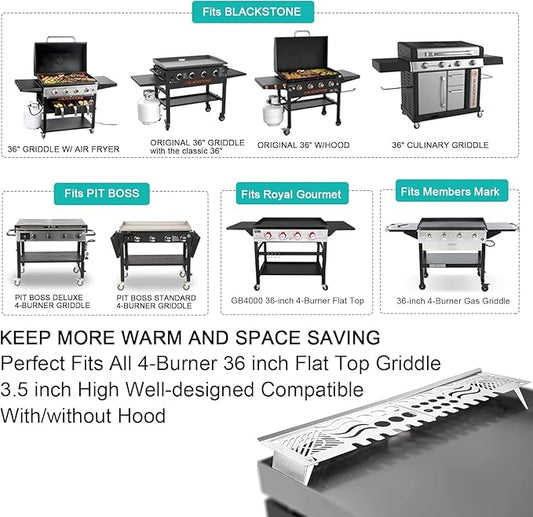 Utheer Warming Rack for Blackstone 36 Inch with/Without Hood Griddle Series, Griddle Warming Rack for Blackstone Airfryer/Rangetop 1923 1825 1554 1984, Stainless Steel Blackstone Griddle Warming Rack