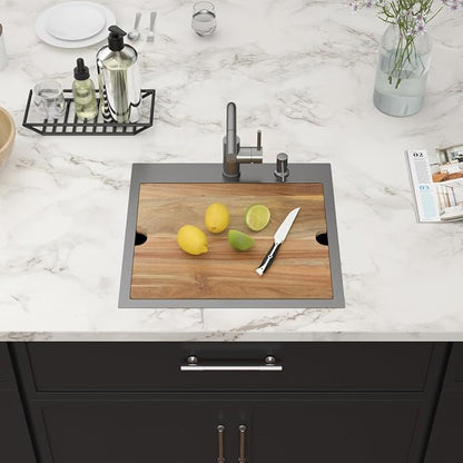 21 Inch Black Drop In Bar Sink Outdoor Kitchen Sink Workstation 16 Gauge Stainless Steel Single Bowl Small Sinks with Pull-out Faucet 21"x20"x9"