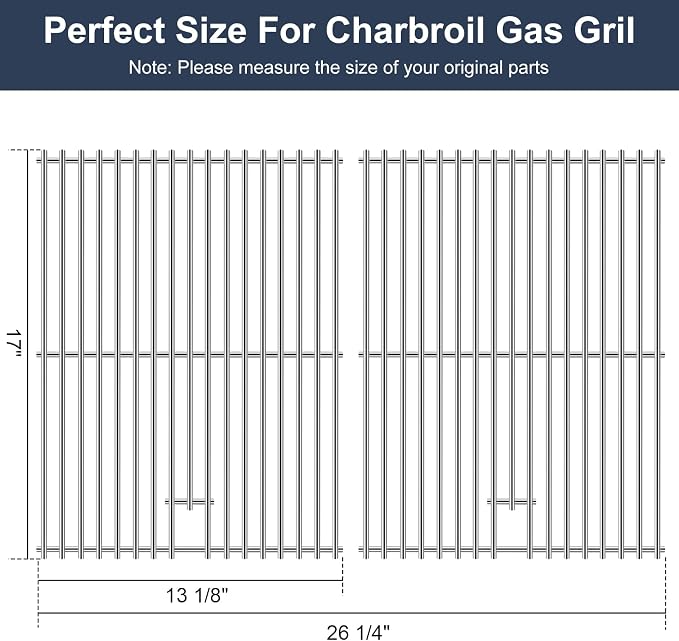 Criditpid Grill Replacement Parts for Charbroil 463241113 463449914 4 Burner Gas Grill, Stainless Steel Grill Grates, Heat Plates, Crossover Tubes, Igniters & Grill Burner Parts for Charbroil Grills