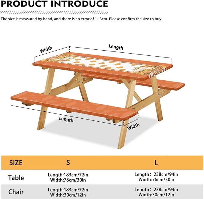 Elastic Fitted Table Cloth for Camping Party Supplies with Elastic Band Thanksgiving Print Camping Essentials Accessories Fitted Outdoor Tablecloth