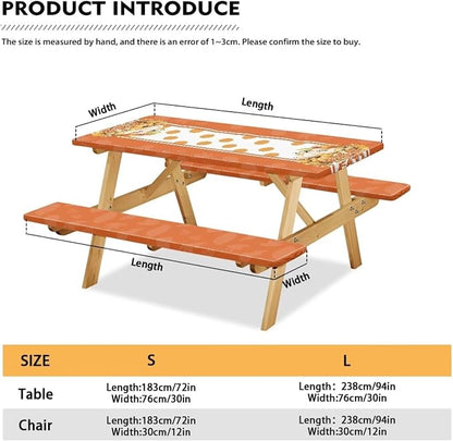 Elastic Fitted Table Cloth for Camping Party Supplies with Elastic Band Thanksgiving Print Camping Essentials Accessories Fitted Outdoor Tablecloth