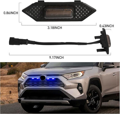 LED Grille Lights For Toyota RAV4 2019 2020 2021 2022 2023 Smoked Shell Blue Grill Light 4 Pcs, Plug and Play