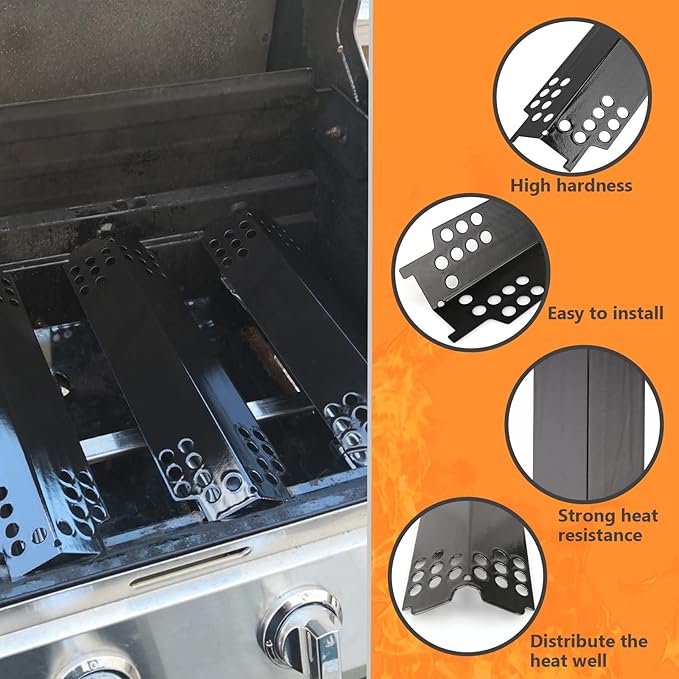 Hisencn Grill Replacement Parts for Charbroil 463436215, 463436214, 463436213, 463439915, 467300115, 463439914, 461372517, G432-Y700-W1, G432-0078-W1, Grill Burner, Heat Plate, Crossover Tube