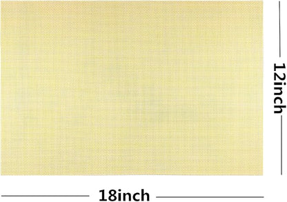 WAZAIGUR Placemats,Easy to Clean Crisscross Woven Vinyl Place Mats Durable Non-Slip Heat Resistant Table Mats,Placemats for Kitchen Table Set of 6,Yellow