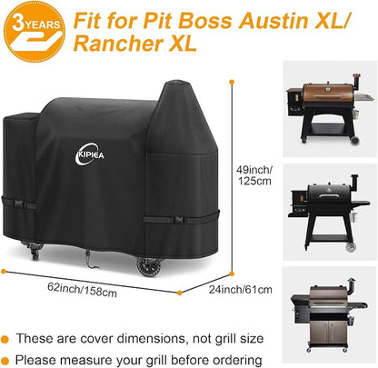600D Heavy Duty Pellet Grill Cover for Pit Boss Austin XL & Rancher XL, Waterproof Wood Pellet Smoker Cover with Windproof Buckles, UV Resistant, No Tear, No Fading