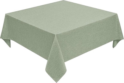 Decorelia Faux Linen Square Tablecloth for Dining Room,Waterproof Texture Decorative Farmhouse Rustic Card Table Cloth for Indoor Outdoor Party Holiday Picnics Patio,52x52 Inch (Square),Sage Green