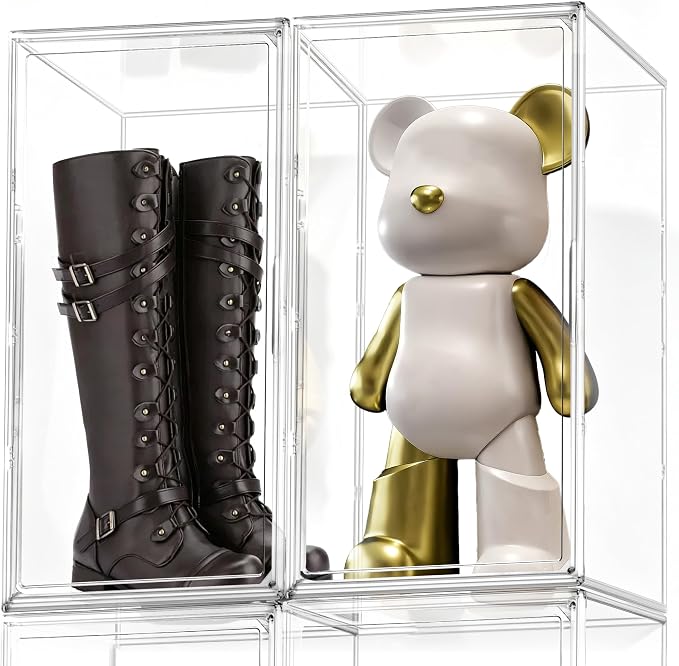 Boot Organizer for Extra Tall Boots, 23.6'' Stackable Acrylic Display Case | Clear magnetic door.Keep tall boots upright.Ideal for knee-high and riding boots,fashion boots,huge figures,tall collectible