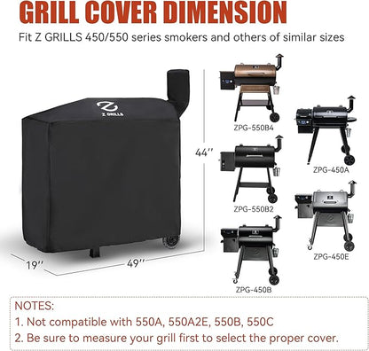 Z GRILLS Pellet Grill Cover 49 Inch | Official Genuine | Upgraded 600D Polyester, Heavy Duty, Waterproof, Weather Resistant Grill Cover for 450 Series, 550B2, 550B4 Smoker (EXL. 550A, 550B, 550C)