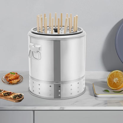 Charcoal Barrel BBQ Grill, Stainless Steel BBQ Hanging Stove, Portable BBQ Grill Mesh Barrel with Grilling Accessories Set for Vegetables and Meat Carbon Vertical Barbecue (20 Skewers)