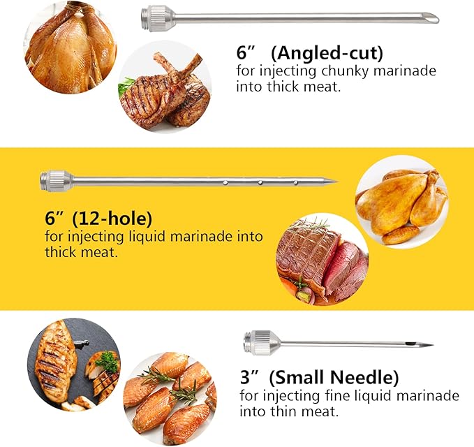 Ofargo Meat Injector, Meat Injectors for Smoking with 3 Marinade Injector Needles; Injector Marinades for Meats, Turkey, Brisket; 2-oz