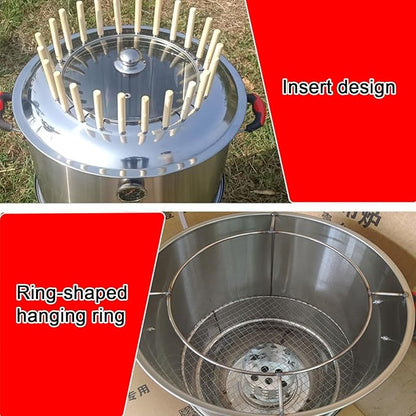 Stainless Steel Charcoal Roast Duck Oven Smokeless BBQ Grill with 400°C Temperature Gaugee and Various Accessories for Duck Turkey Goose Mutton Sucking Pig BBQ About(B)