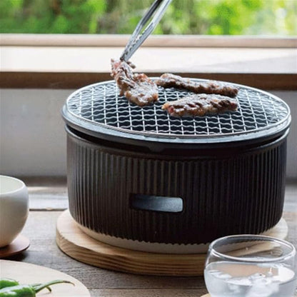 Charcoal Grill,Indoor BBQ Grill,Ceramic BBQ Stove Mini Charcoal Barbecue Grill Stove, Household Desktop Carbon Stove Japanese Style Small Stove for Roasting Meat Vegetables Snacks Camping Grill Stove