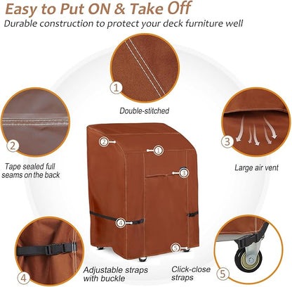 NettyPro Grill Cover for Outdoor Small Grill 32 Inch Waterproof Heavy Duty | 2 Burner Gas BBQ Cover for Outside, UV Protection, Windproof Strap, Air Vent, Fits Weber, Char-Broil, Brinkmann Barbecue