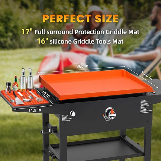 TAOMAND 17" Blackstone Silicone Griddle Cover and 16" Blackstone Griddle Accessories | Comprehensive Protection | Thick & Durable | Reusable & Premium Food-Grade Silicone Grill Mat | from Dirt & Rust