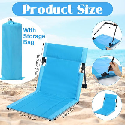 Karenhi 1 Pcs Foldable Poolside Beach Chairs for Edge of Pool Portable Beach Chairs Folding Pool Seats with Back Support Carry Bag for Adults Traveling Camping Picnic Lawn (Light Blue)