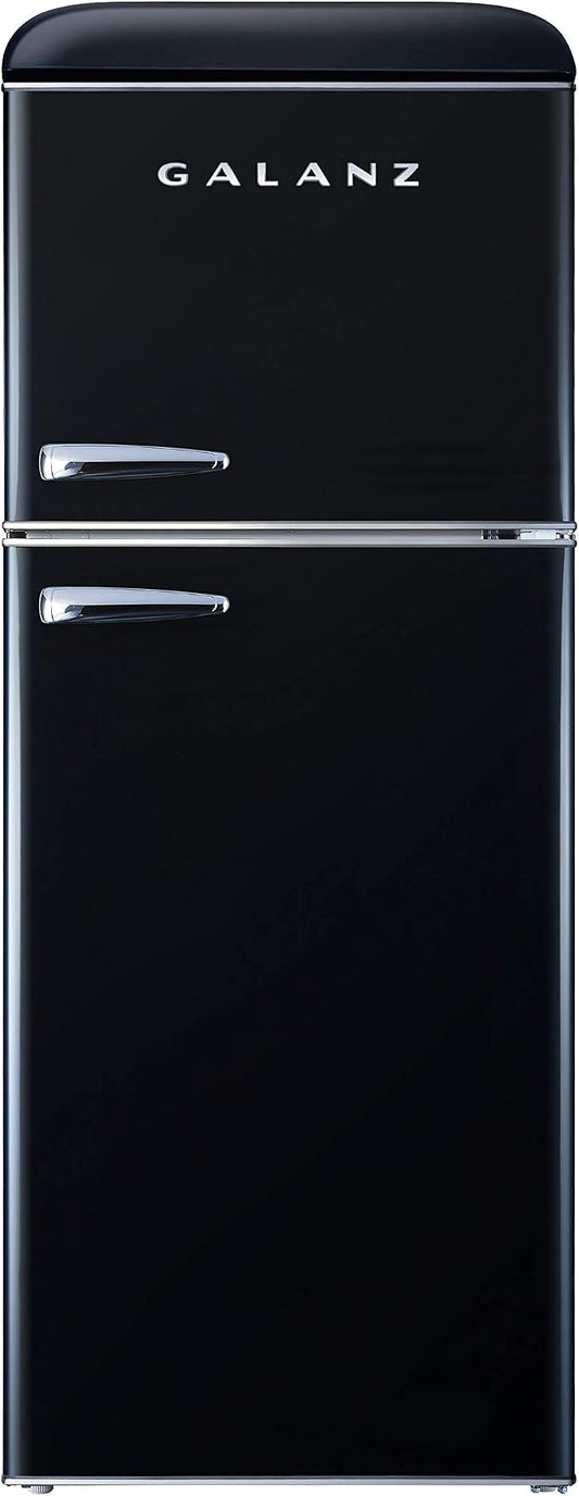 Galanz GLR46TRDER Retro Compact Refrigerator with Freezer Mini Fridge with Dual Door, Adjustable Mechanical Thermostat, 4.6 Cu Ft, Red (Black)