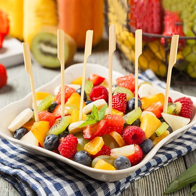 Bamboo Skewers 6 Inch, 200 PCS Cocktail Skewers for Appetizers, BBQ, Fruit Kabobs, Sandwich, Drink