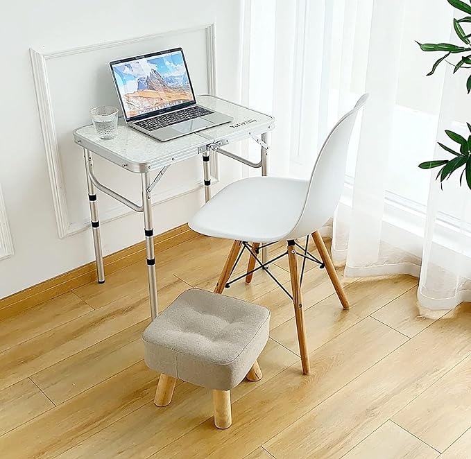 YUFIFAIRY Small Folding Table Portable, 24" L x16 W Foldable Camp Table | Lightweight Aluminum Folding Camping Table for Indoor Outdoor Cooking Picnic, 3 Adjustable Height 10"/19"/24"