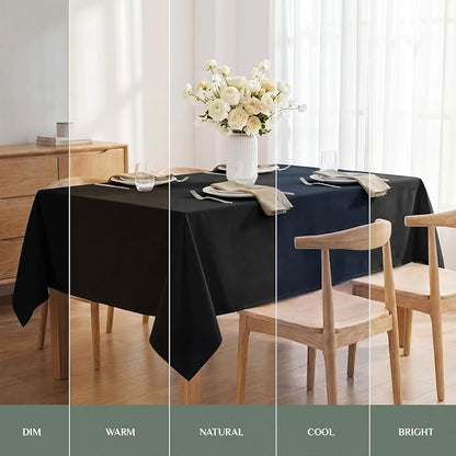 Softalker Rectangle Tablecloth, Waterproof Table Cloths Wrinkle Free Fabric Washable Polyester Table Cover for Dining Tables Party Outdoor Camping Parties Buffet - 54 x 78 inch, Black
