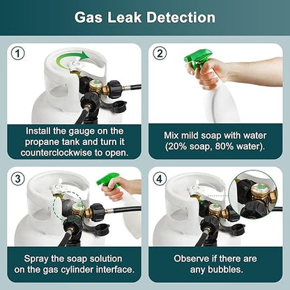 GASPRO Propane Splitter with Gauge, Propane Tank Splitter 2 Way for 5-40LB, Perfect for Heaters, Camping Stoves, BBQ Grills, Gas Burners and More