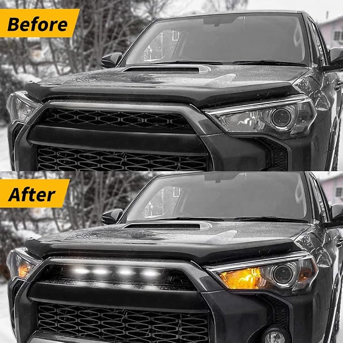 White Grille Lights for 4Runner TRD Pro 2014-2023, Smoked Shell LED Grill Light for 4Runner TRD Off-Road, Limited, SR5 2014-2019 with Fuse