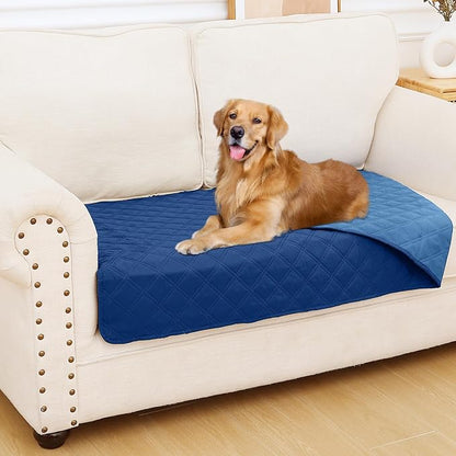 Smiry Waterproof Reversible Pet Couch Covers for Dogs | Pet Friendly, Soft Fabric, Washable Sofa Furniture Protector for Dogs Cat Kids, Checkered (30"x53", Navy/Blue)