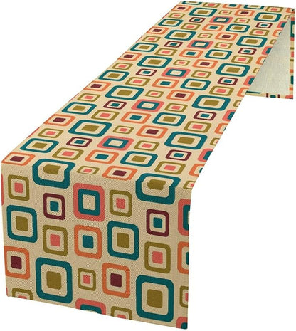 Mid Century Table Runner，Aesthetic Mid Century Retro Decorative 50`s, 60's, 70's Style Vintage Moder for Kitchen Dining Modern Tables Decor 13x36Inch