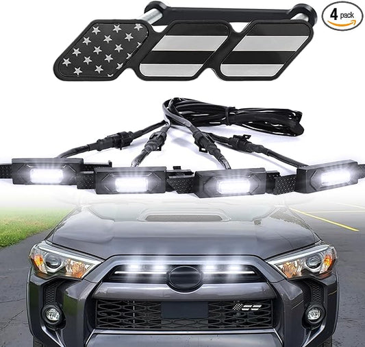Led Grill Grille Lights for 2021 2022 2023 2024 Toyota 4Runner Sr5 Limited Trd-pro sport off-road Front Grill Lights Raptor lights for toyota 4Runner grill Emblems (White)