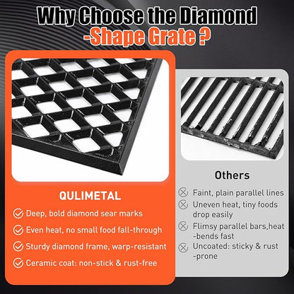 18.75" Dual Sided Diamond Sear Grill Grates for Weber Genesis II 300 and Genesis II LX 300 Series Grills, Genesis II E&S 310 315 320 325 340, Grill Parts for Weber Genesis 2, Weber 66095,66805, 1 Pack