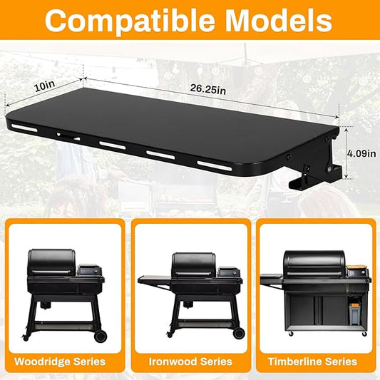 Small Pop-Lock Front Rack for Traeger P.A.L. Series,(26.25" x 10"), Universal Heavy-Duty Steel Grill Shelf, Fit for Traeger Woodridge Pro Accessory