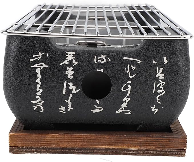 Semme Charcoal Hibachi Grill Japanese Grill Japanese Portable BBQ Stove Compact Charcoal Barbecue with Quick Heating for Camping Outdoor Cooking (XL)