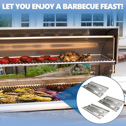 SafBbcue Heat Plates for Fire Magic Grill, Heat Plates Flame Tamer for Fire Magic 14-S1S1N-A, 24-S1S1N-62, 34-S1S1N-A, 34-S2S1N-A, Regal I, 3 Pack Stainless Steel Replacement Part