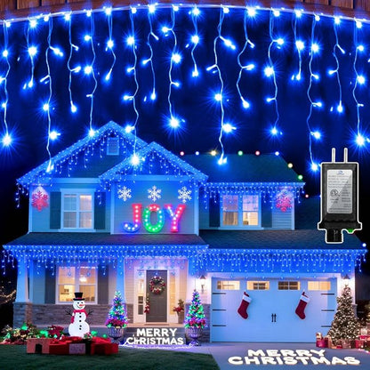 670 LED 66FT Christmas Lights Outdoor,148 Drops Icicle Lights with 12 Modes | Blue Icicle String Lights with Timer and Dimming for Eaves, Porches, Windows, Gazebos and Wedding Backdrops