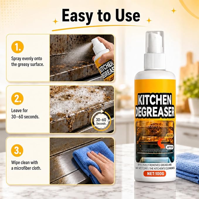2Pcs Spray Grill Cleaner,Kitchen Degreaser Spray,Powerful Degreaser,Degreasing Spray Grill Cleaner,Suitable for Surface Cleaning of Stainless Steel, Steel,and Ceramics