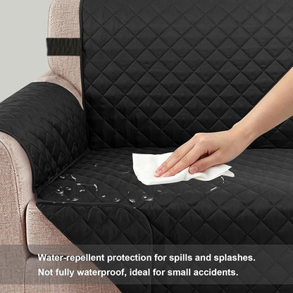 Reversible 4 Seater Sofa Cover 91" Large, Sofa, Black/Black | Couch Cover Furniture Protector with Foam Sticks Elastic Straps Furniture Protector for Pets Children Dog Cat