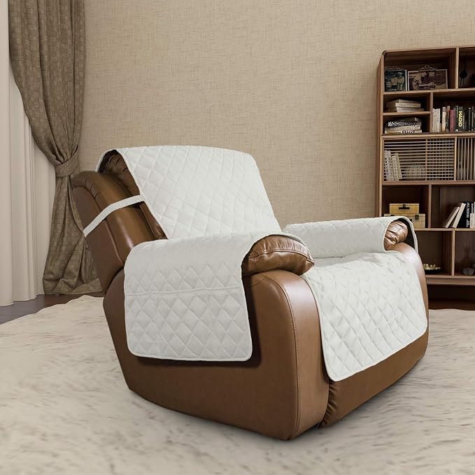 Easy-Going Reversible Couch Cover, Oversized Recliner, Ivory/Ivory | Machine Washable Slipcover For Dogs, Water Resistant Furniture Mat For Living Room, Non-Slip Sofa Cover, Pet Friendly
