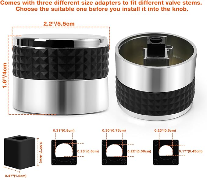 Only fire 4pcs Gas Grill Control Knobs, Chrome Plated Plastic Burner Knobs Replacement with D Shaped Valve Stem Fit for BBQ Gas Grills