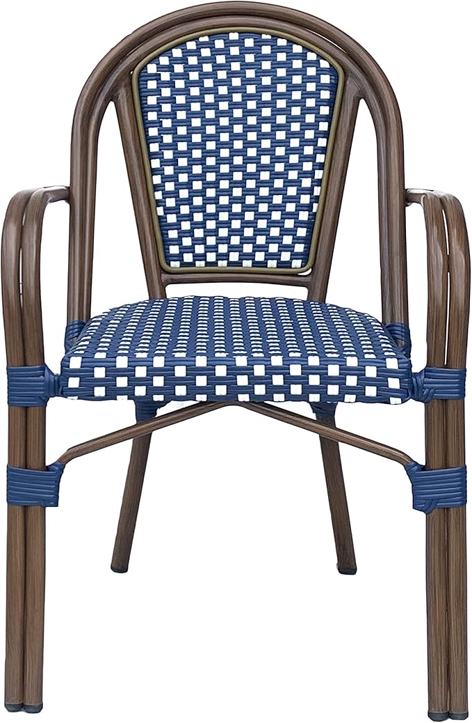 Christopher Knight Home Brianna Bistro Chairs, Navy Blue + White + Brown Wood