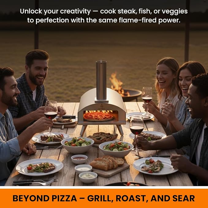 Stoke 13 Inch Outdoor Pizza Oven – Wood Pellet Portable Pizza Oven for Backyard, Camping, or Tailgating – Stainless Steel Oven with Pizza Stone & Accessories