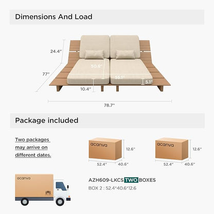 Acanva Solora Set of 2 Patio Chaise Lounge Chair Outdoor | Aluminum Reclining Chairs, 5-Position Adjustable, Water-Resistant Olefin Fabric Cushion, for Poolside, Balcony, Yard