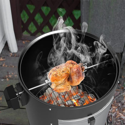 onlyfire Stainless Steel BBQ Rotisserie Kit for Weber 22 Inch WSM Cooker | 110V Electric Motor, 360 Degree Full Rotation, Takes Your WSM to Next Level