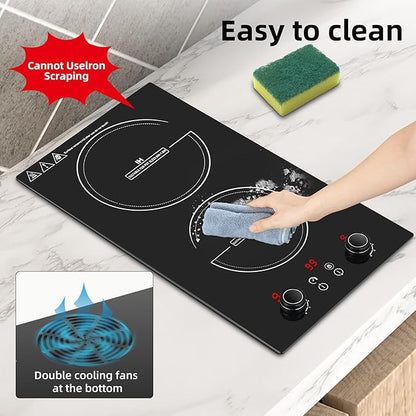 Double Induction Cooktop,110V 2600W 2 burner induction cooktop with hot plat with LED Touch Screen 10 Levels,Child Safety Lock & Timer 110V countertop burners