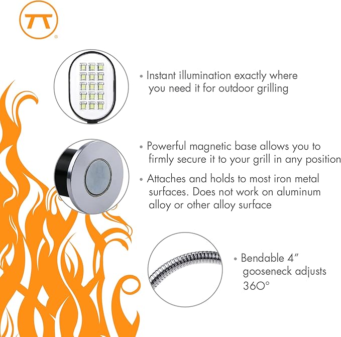Outset Magnetic Grill Light, Rotating and Flexible Neck, 11"